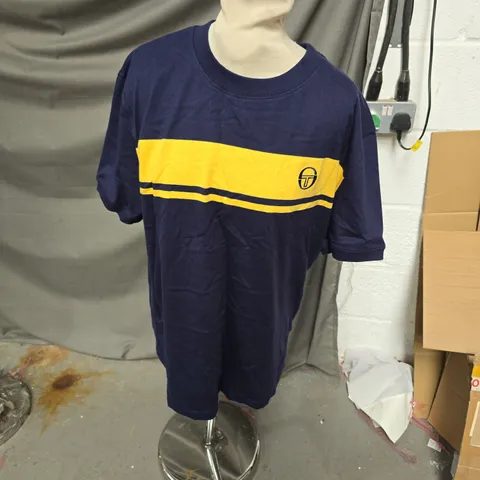 SERGIO TACCHINI NAVY BLUE TRACK TOP WITH YELLOW CHEST STRIPE – MEN'S XL