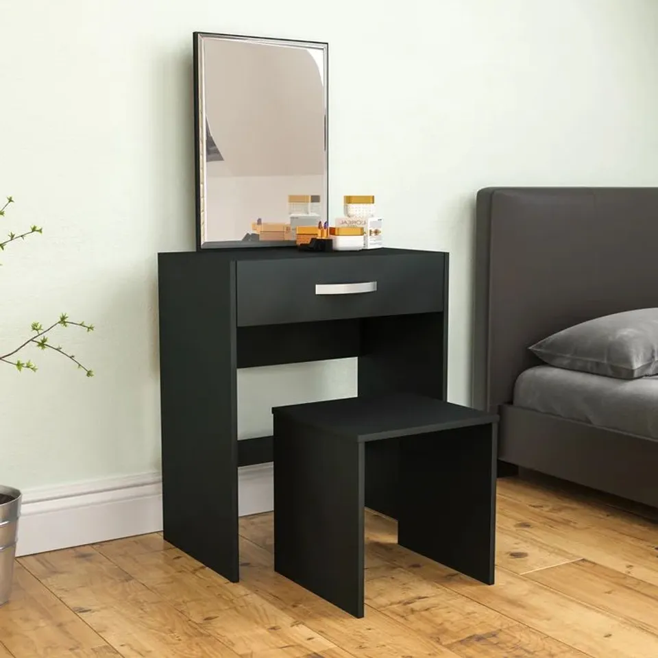 BOXED MUSKOKA DRESSING TABLE WITH MIRROR BLACK (1 BOX)