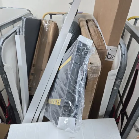 APPROXIMATELY 10 ASSORTED ITEMS TO INCLUDE FURNITURE PIECES, BIRD ORNAMENT, BROKEN MIRRORS, ETC - COLLECTION ONLY