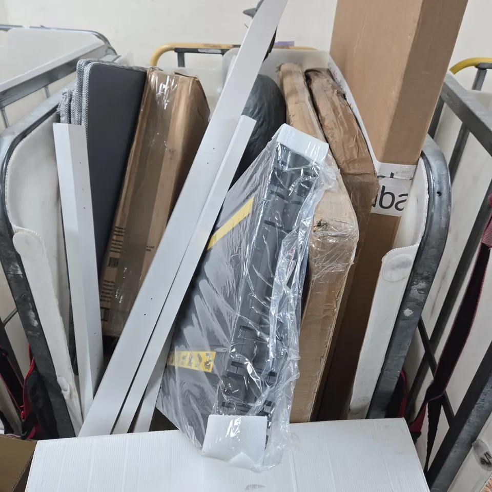 APPROXIMATELY 10 ASSORTED ITEMS TO INCLUDE FURNITURE PIECES, BIRD ORNAMENT, BROKEN MIRRORS, ETC - COLLECTION ONLY