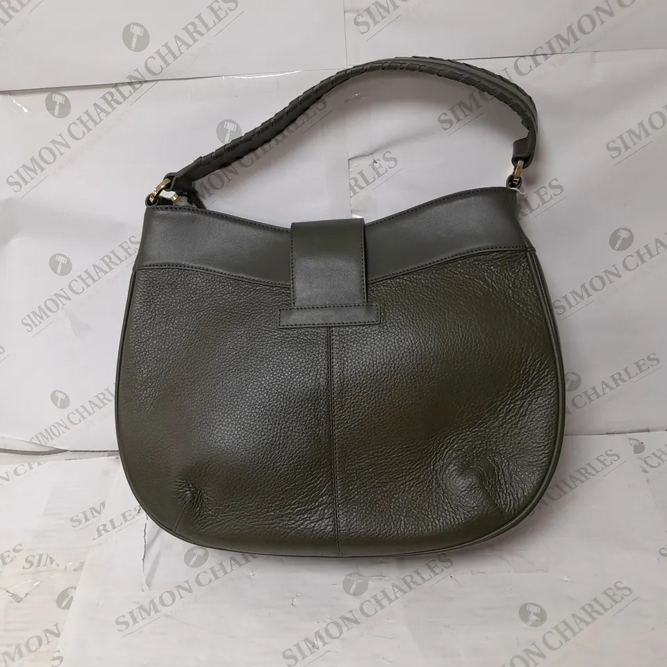 AMANDA WAKELY LEATHER HANDBAG IN DARK GREEN WITH GOLD DETAILS