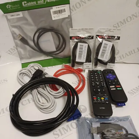 APPROXIMATELY 20 ASSORTED ELECTRICAL AND NETWORKING PRODUCTS TO INCLUDE USB CABLES, NOW TV REPLACEMENT REMOTE CONTROL, ETHERNET CABLES ETC