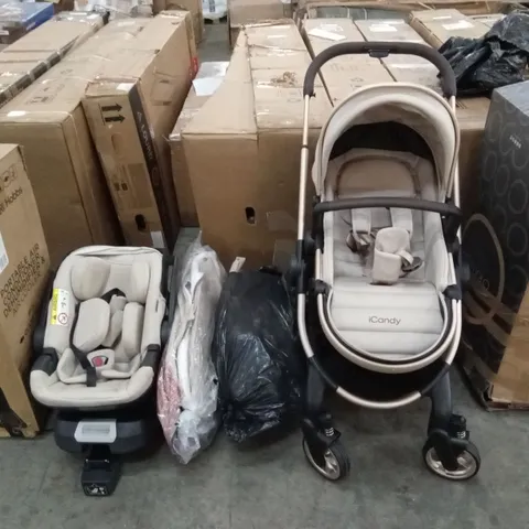 ICANDY PEACH 7 STROLLER, CARRYCOT, I-SIZE CAR SEAT AND BASE WITH ACCESSORIES 