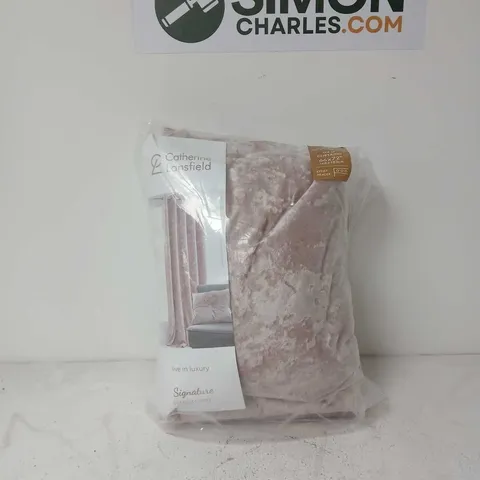 CATHERINE LANSFIELD CRISHED VELVET EYELET CURTAINS IN PINK - 66X72"