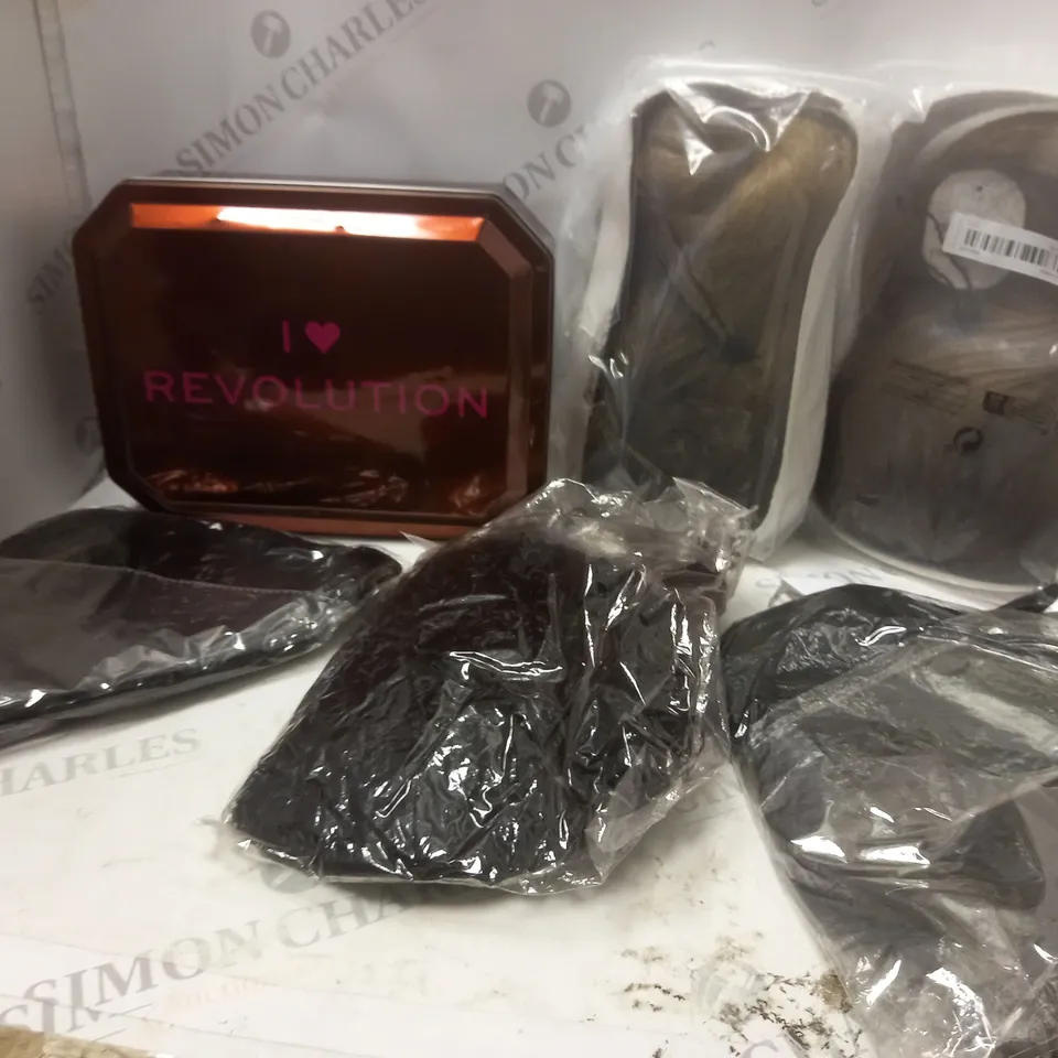 LOT OF BEAUTY PRODUCTS TO INCLUDE EYESHADOW, WIGS, ETC