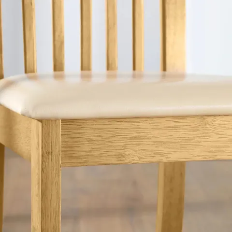 BOXED OXFORD OAK DINING CHAIR, IVORY LEATHER SEAT PAD (1 BOX)