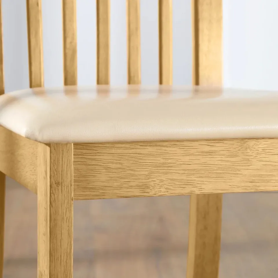 BOXED OXFORD OAK DINING CHAIR, IVORY LEATHER SEAT PAD (1 BOX)