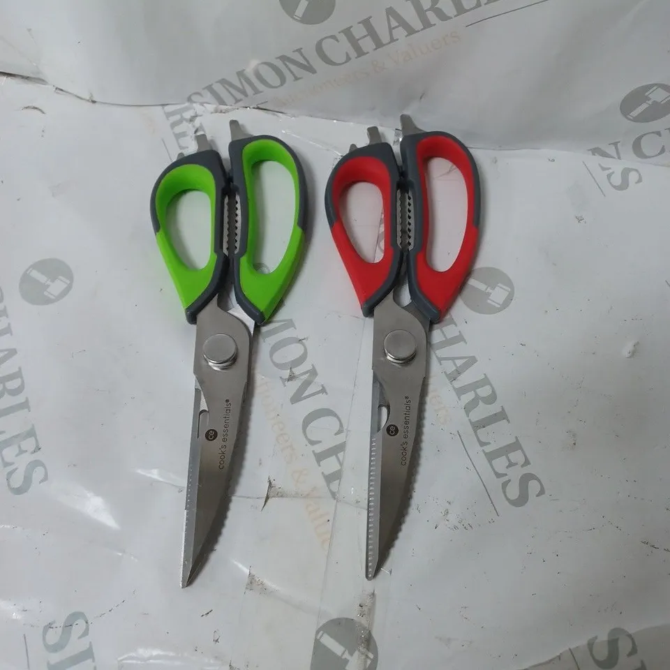 COOK'S ESSENTIALS SET OF 2 MULTI FUNCTION KITCHEN SCISSORS