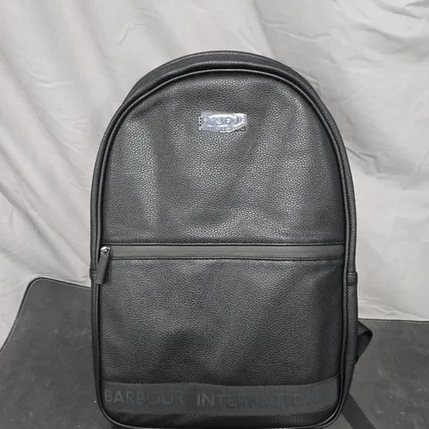BARBOUR INTERNATIONAL BACKPACK – BLACK TEXTURED LEATHER LOOK