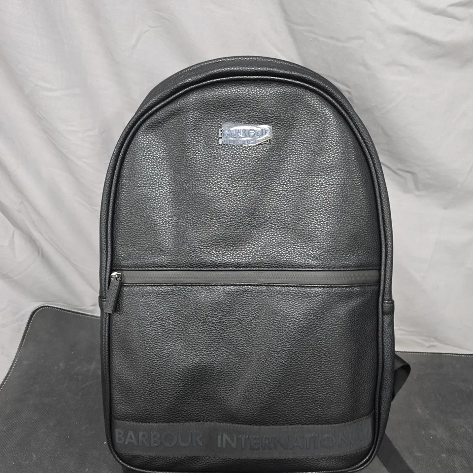 BARBOUR INTERNATIONAL BACKPACK – BLACK TEXTURED LEATHER LOOK