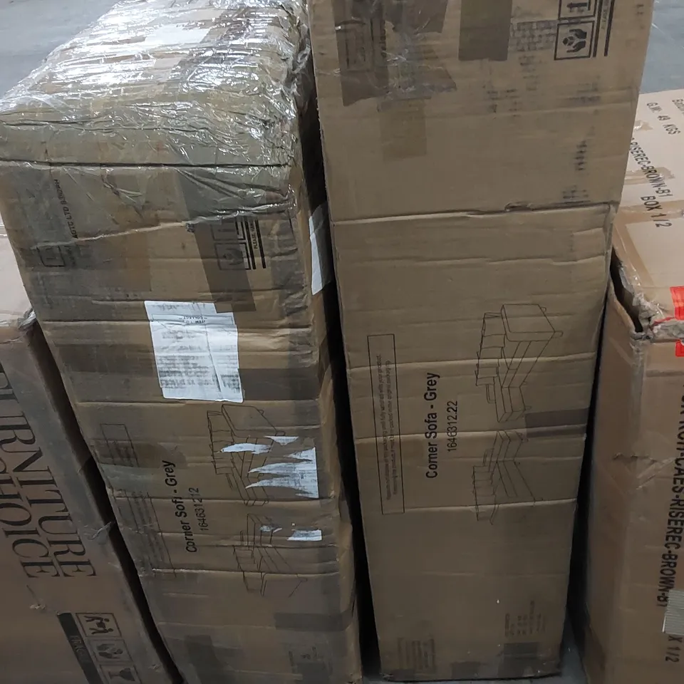 BOXED CORNER SOFA PARTS - GREY (2 BOXES)