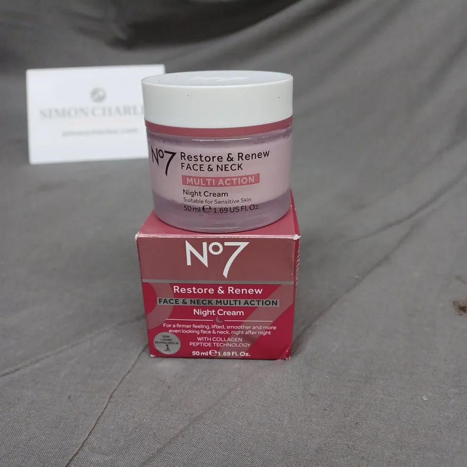 NO7 RESTORE AND RENEW FACE AND NECK MULTI ACTION NIGHT CREAM 50ML
