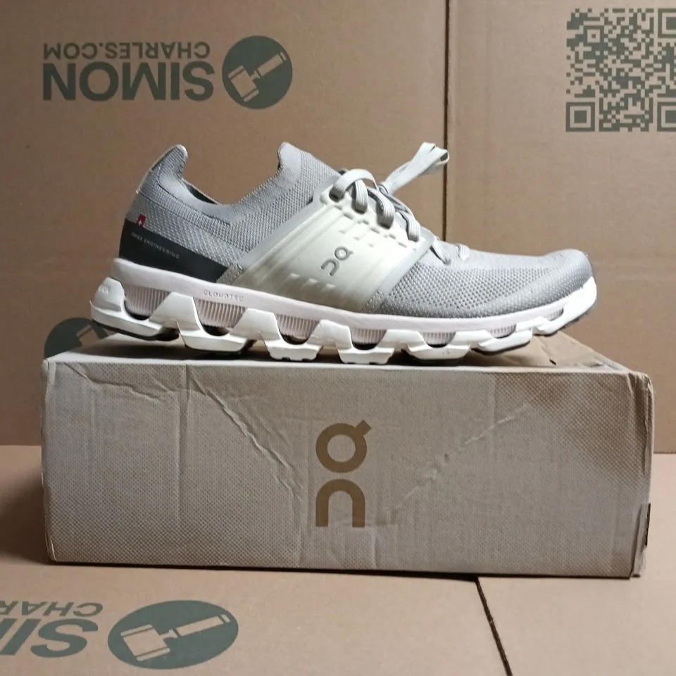BOXED PAIR OF ON CLOUDSWIFT 3 TRAINERSIN ALLOY/GLACIER SIZE UK 11