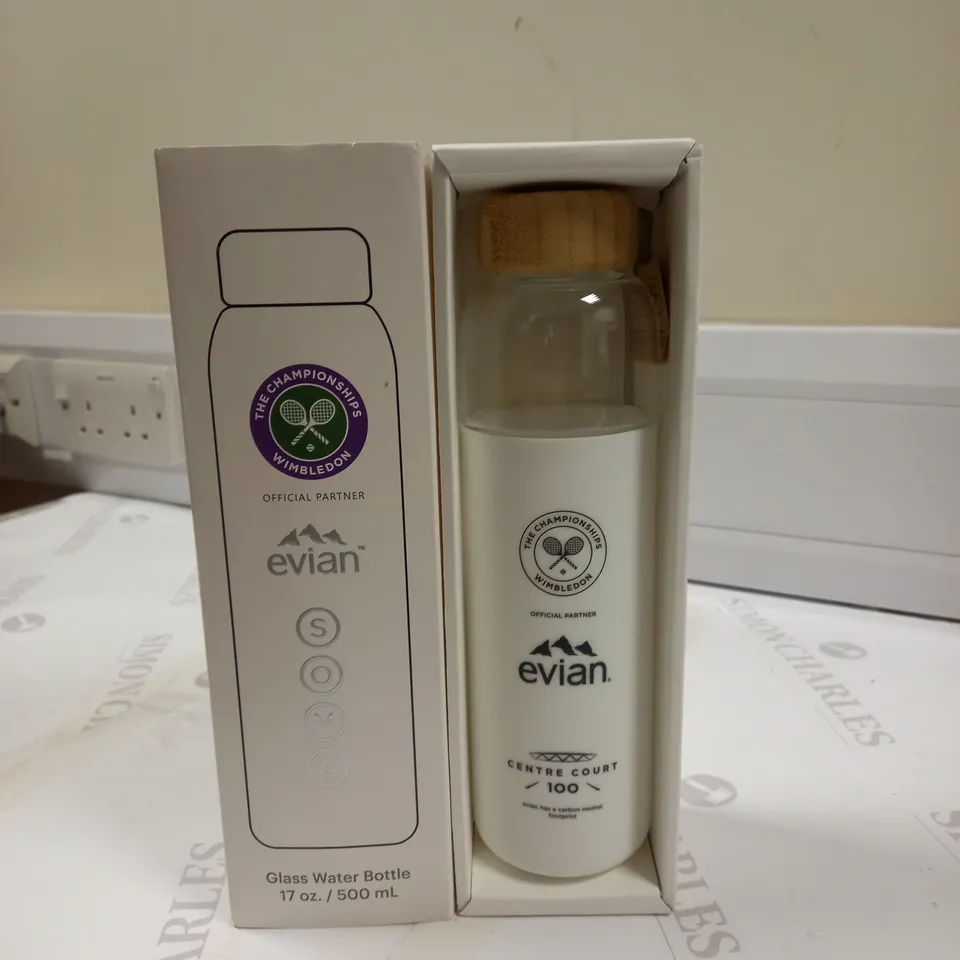 WIMBLEDON EVIAN GLASS WATER BOTTLE