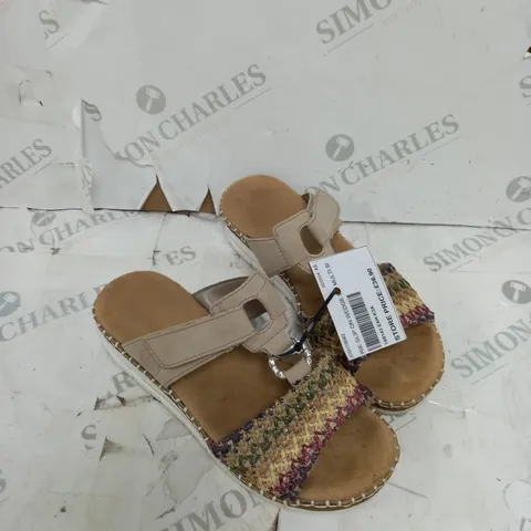 RIEKER SLIP ON WEDGE MULTI SCOLOURED SANDAL SIZE 3.5 