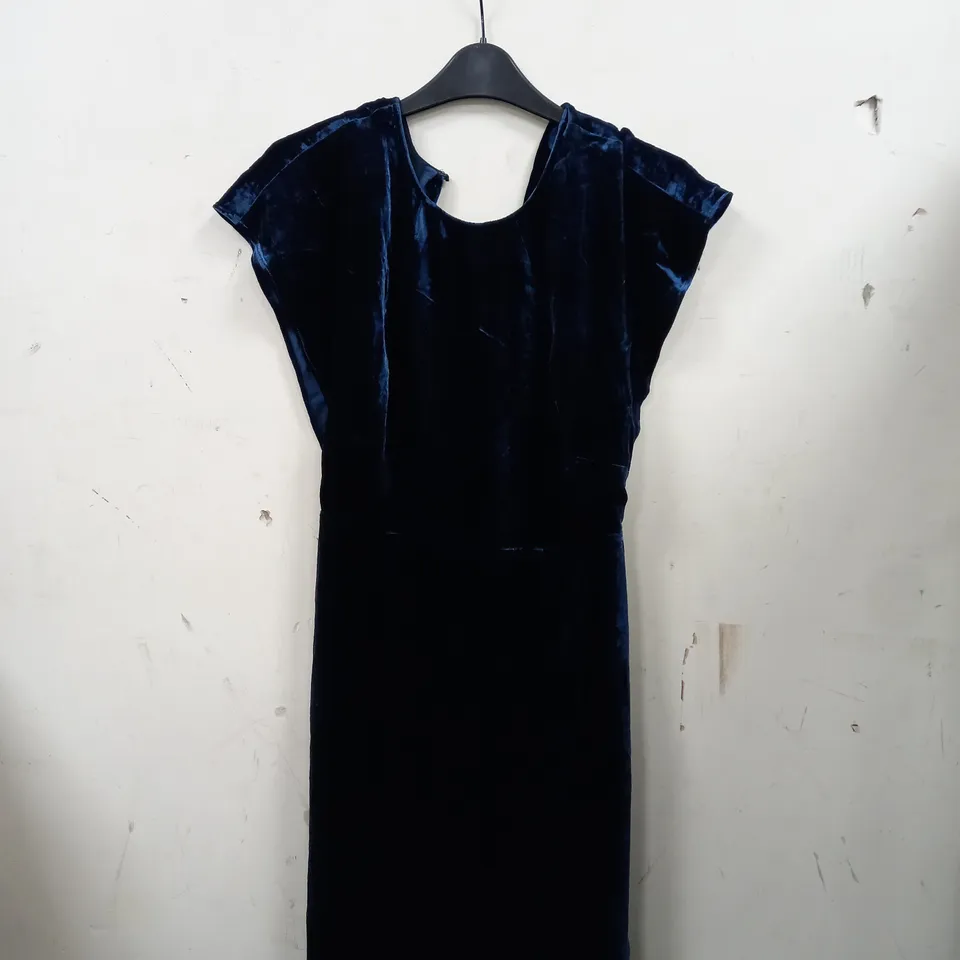 NICOLE CUT OUT VELVET DRESS - SIZE 12 - NAVY