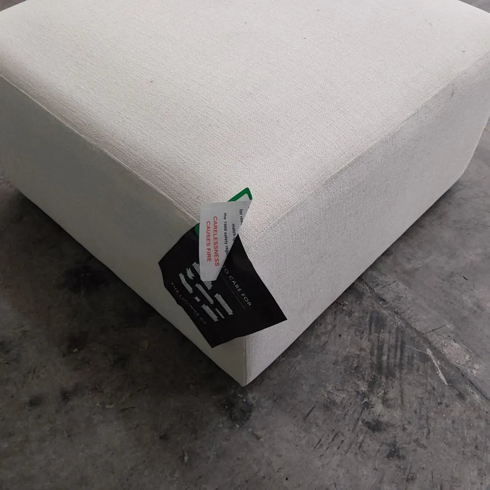 QUALITY BRITISH DESIGNER LOUNGE Co. SQUARE FOOTSTOOL NATURAL FABRIC 