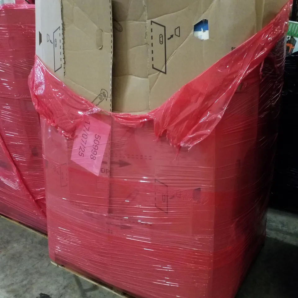 PALLET CONTAINING ASSORTED PRODUCTS INCLUDING GARMENT RACK, RETRACTABLE SAFETY GATE, SEMI ENCLOSED CAT LITTER BOX & TANDOOR OVEN