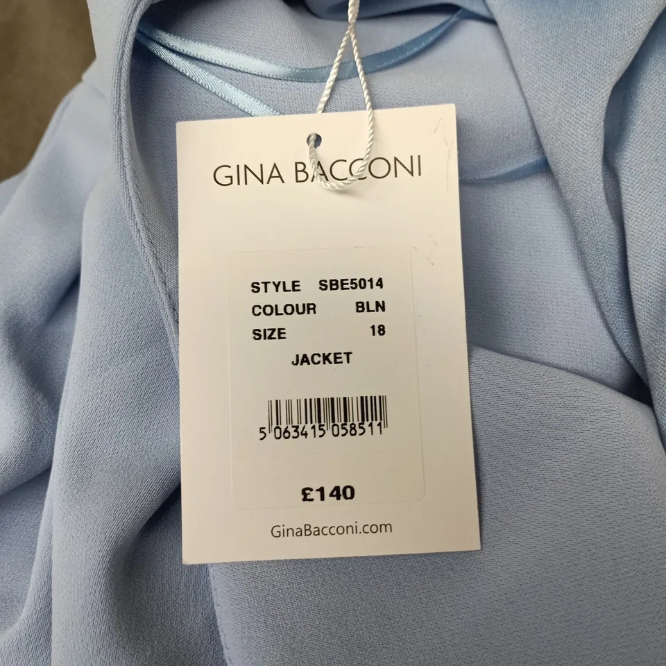 GINA BACCONI WOMEN'S JACKET – STYLE SBE5014, UK SIZE 18, LIGHT BLUE