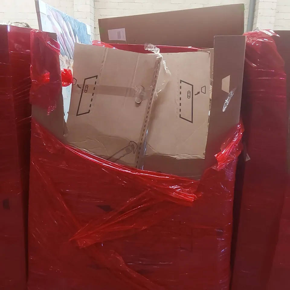 PALLET CONTAINING A VERY LARGE QUANTITY OF ASSORTED ITEMS INCLUDING: INFRARED HOT PLATE, DOOR SECURITY BAR, WRAPPED CANVAS ART ECT