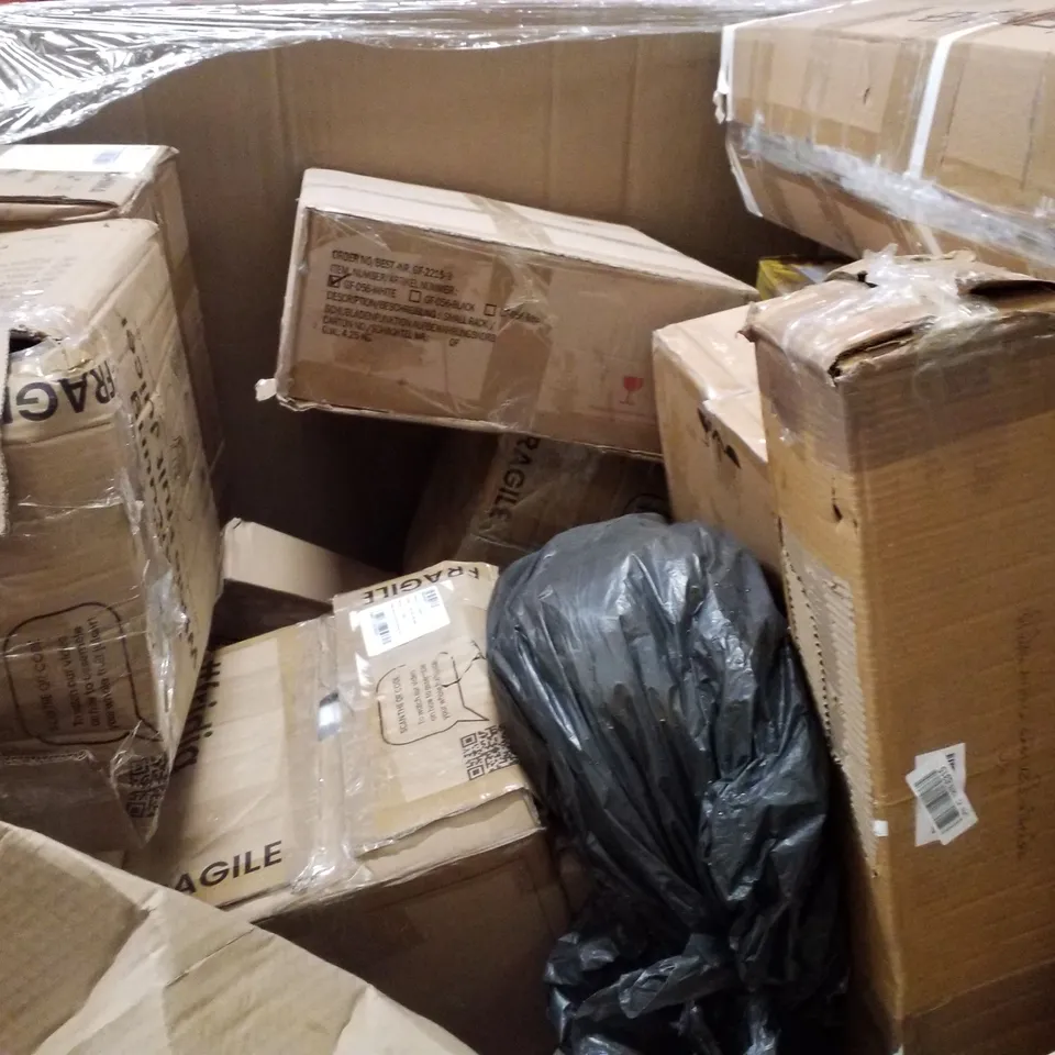 PALLET CONTAINING ASSORTED PRODUCTS INCLUDING CHAIR MAT, TOILET SEAT, CEILING LAMP, ELECTRIC BLANKET & LAMINATE CUTTER