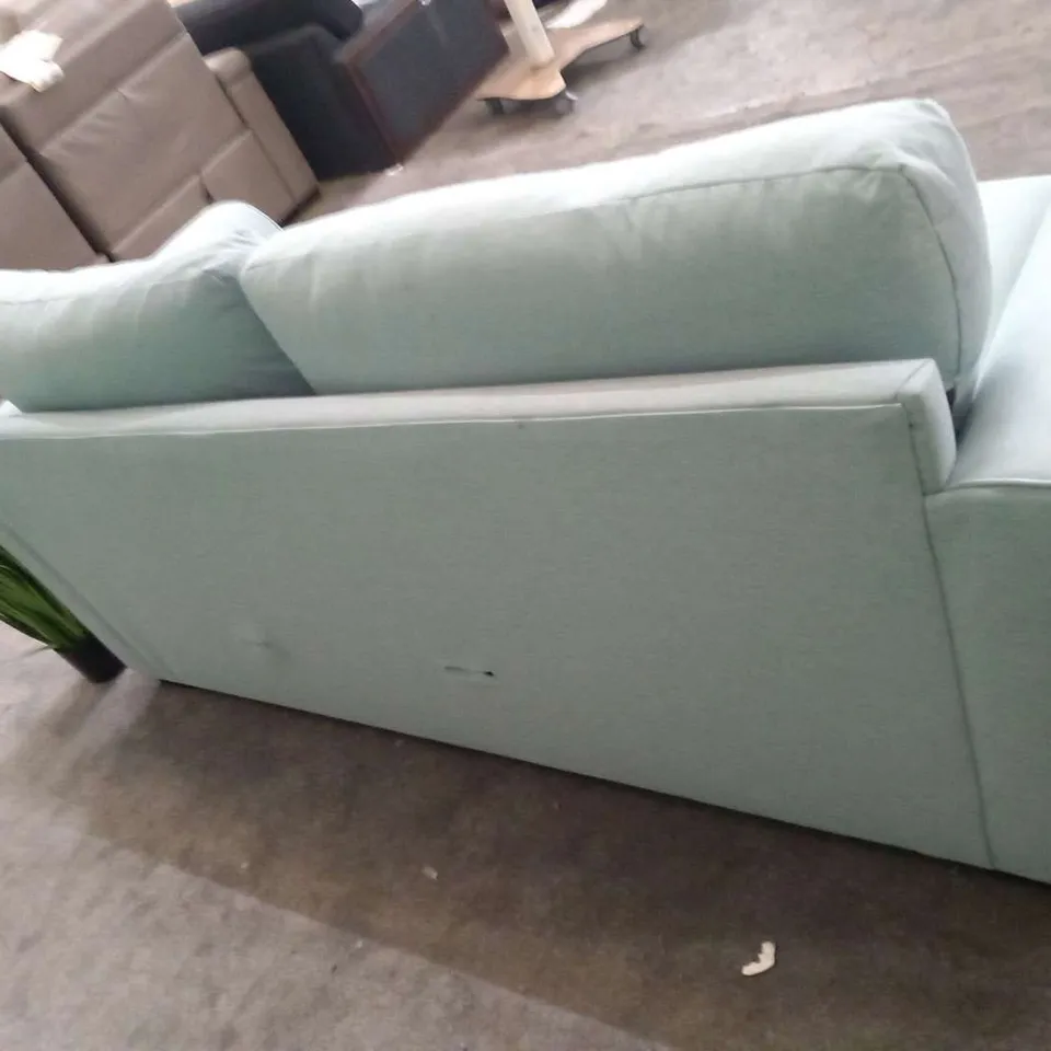 DESIGNER BELVIDERE TURQUIOSE FABRIC THREE SEATER SOFA