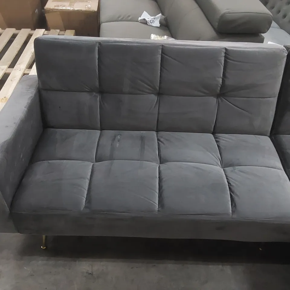 QUALITY DESIGNER SHIFLET UPHOLSTERED GREY VELVET CORNER SOFA