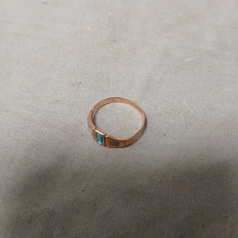 ROSE GOLD-TONE RING WITH TURQUOISE INLAYS 