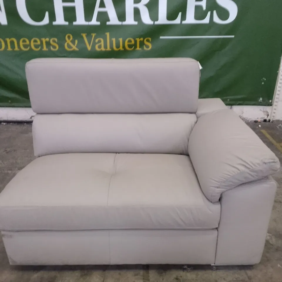 QUALITY DESIGNER LHF SOFA SECTION - IVORY LEATHER