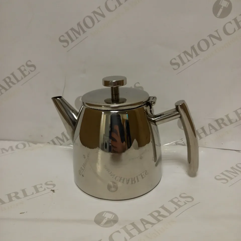 CAFÉ STAL STAINLESS STEEL DOUBLE WALL TEA POT WITH HINGED LID, MIRROR FINISH, 0.6 LITRE