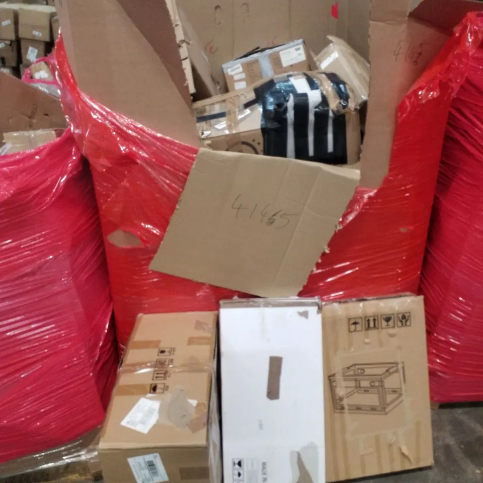 PALLET OF ASSORTED HOUSEHOLD ITEMS AND CONSUMER PRODUCTS TO INCLUDE; BOXED FURNITURE ETC 