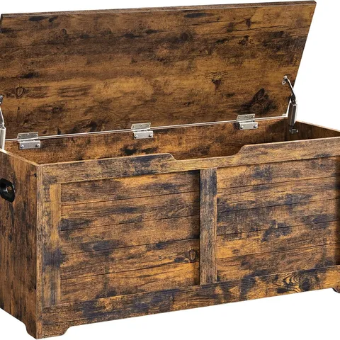 BOXED VASAGLE STORAGE CHEST WITH 2 SAFETY HINGES, RUSTIC STYLE, 40×100×46CM, RUSTIC BROWN