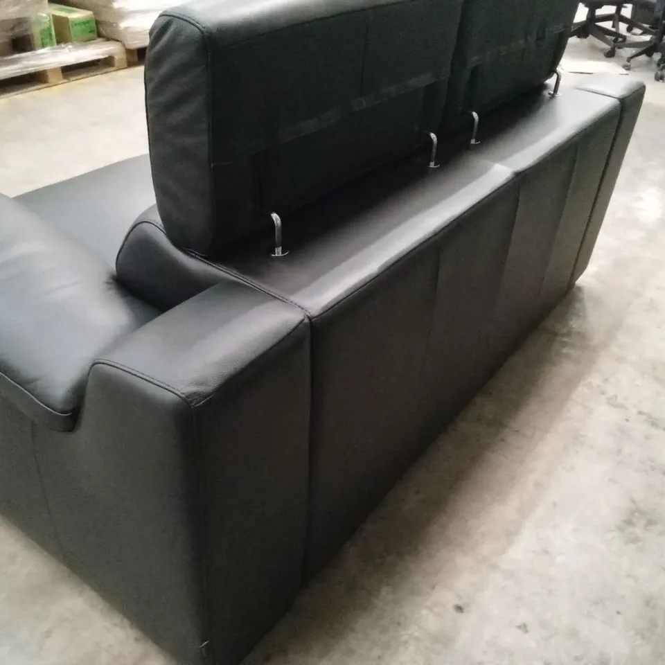 QUALITY DESIGNER ITALIAN MADE RICCARDO 2 SEATER LEATHER SOFA - BLACK