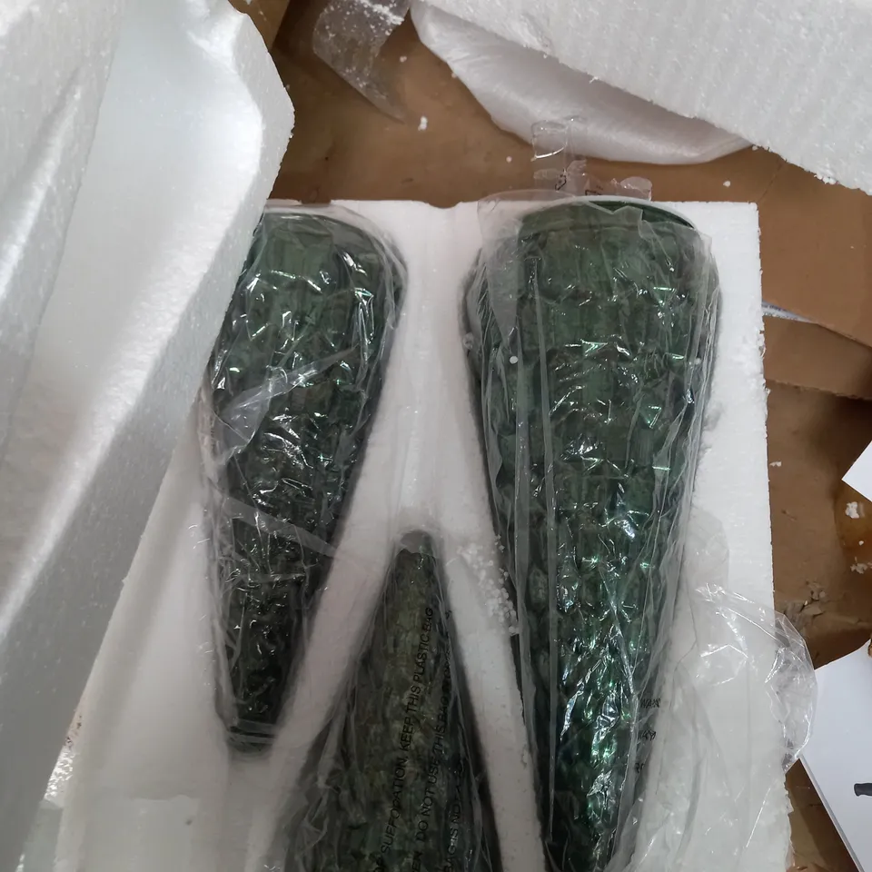 ALISON CORK SET OF MERCURY GLASS TREES - GREEN