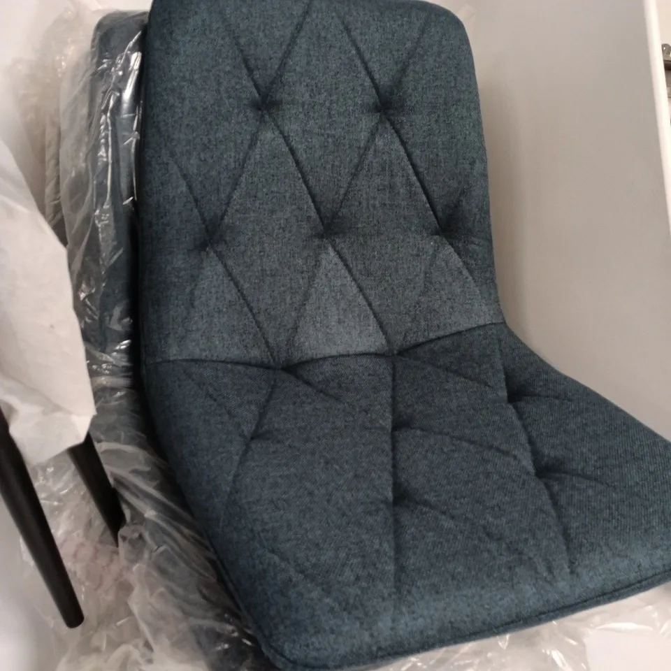 SET OF 4 TEAL FABRIC DINING CHAIRS ON BLACK METAL BASES