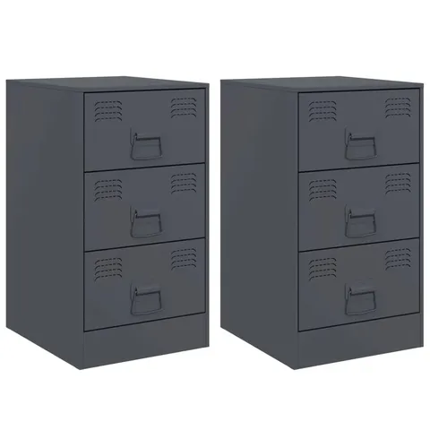 BOXED TRENT AUSTIN DESIGN BEDSIDE CABINETS 2PCS 34.5×39×62CM STEEL