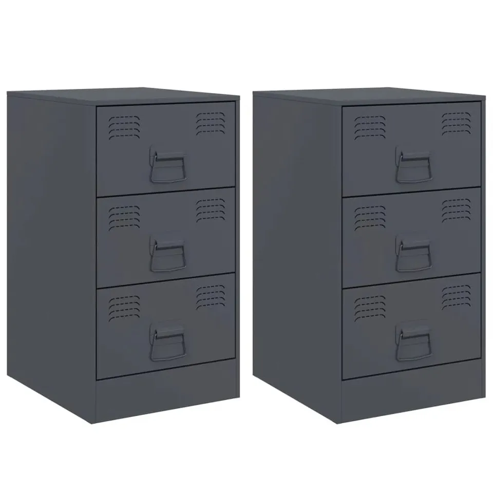BOXED TRENT AUSTIN DESIGN BEDSIDE CABINETS 2PCS 34.5×39×62CM STEEL
