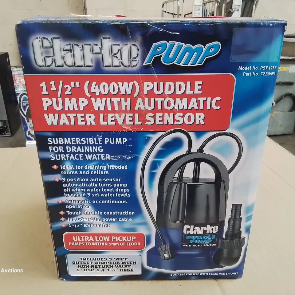 CLARKE PUMP 1 1/2" PUDDLE PUMP WITH AUTO SENSOR RRP £75.98