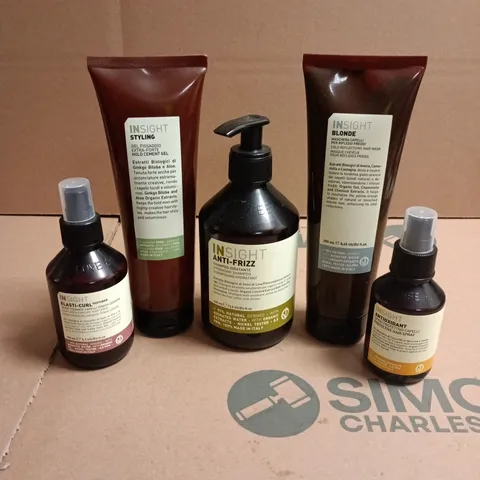 LOT OF 5 INSIGHT HAIRCARE PRODUCTS TO INCLUDE PROTECTIVE SPRAY, COLD REFLECTING HAIR MASK AND MOLD CEMENT GEL