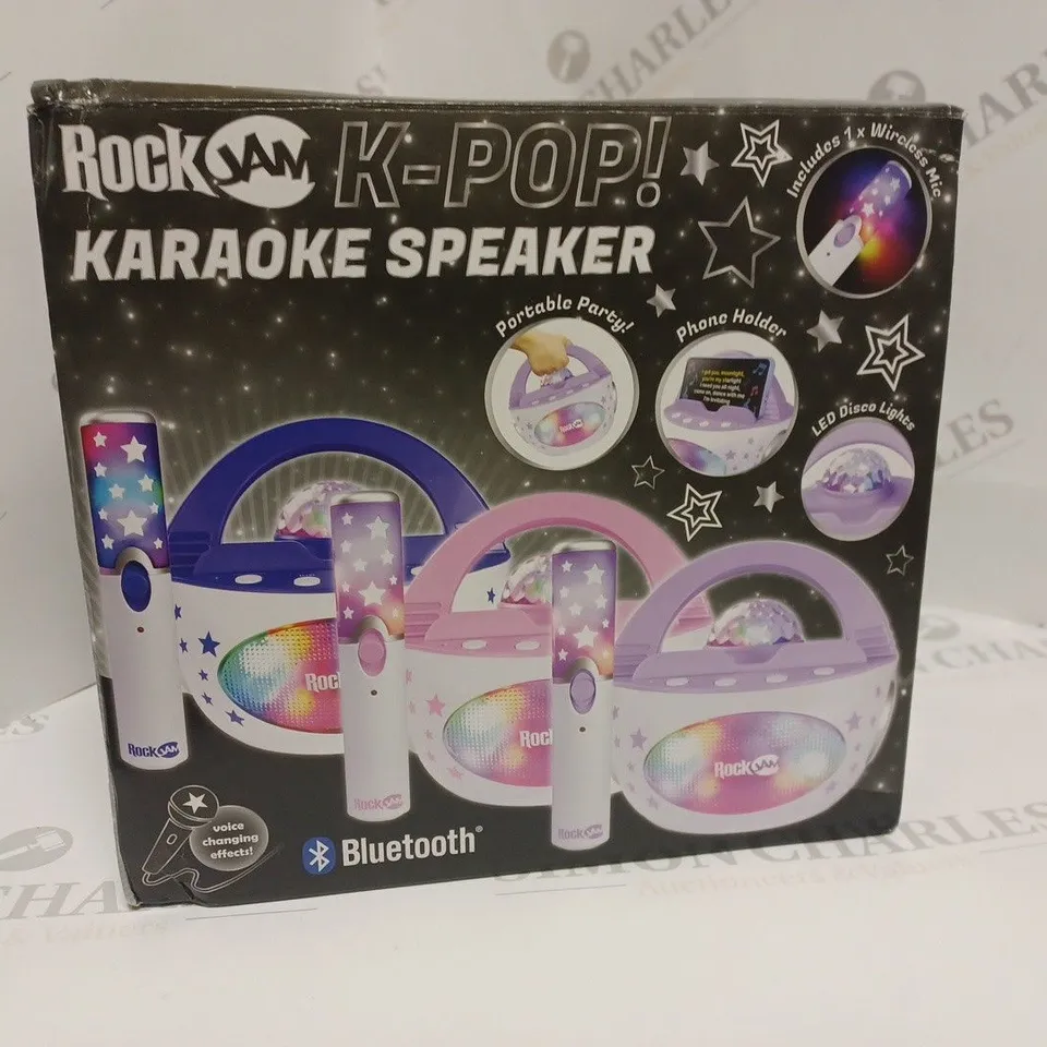 BOXED ROCKJAM 10-WATT RECHARGEABLE K-POP KARAOKE SPEAKER RRP £49.99