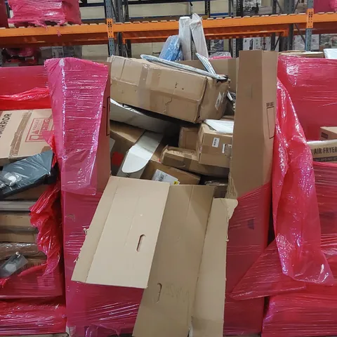 PALLET CONTAINING VARIOUS ASSORTED BOXED HOUSEHOLD ITEMS TO INCLUDE: OFFICE CHAIRS, BOXED FURNITURE ETC