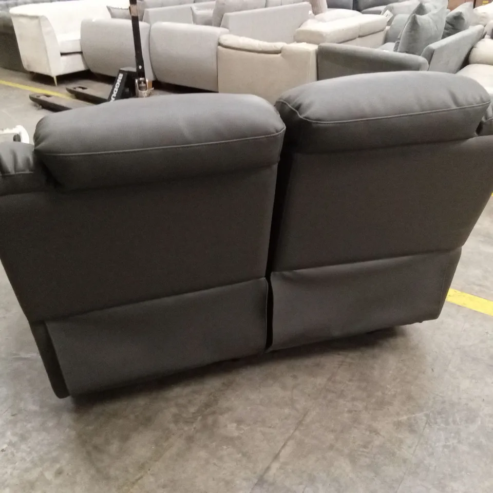ROTHBURY LUXURY FAUX LEATHER HIGH BACK 2 SEATER MANUAL RECLINER SOFA - CHARCOAL RRP £629