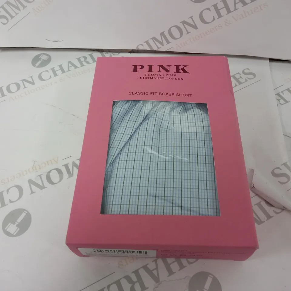 THOMAS PINK GRAPH CHECK CLASSIC FIT BOXER SHORT PALE BLUE/GREY - MEDIUM