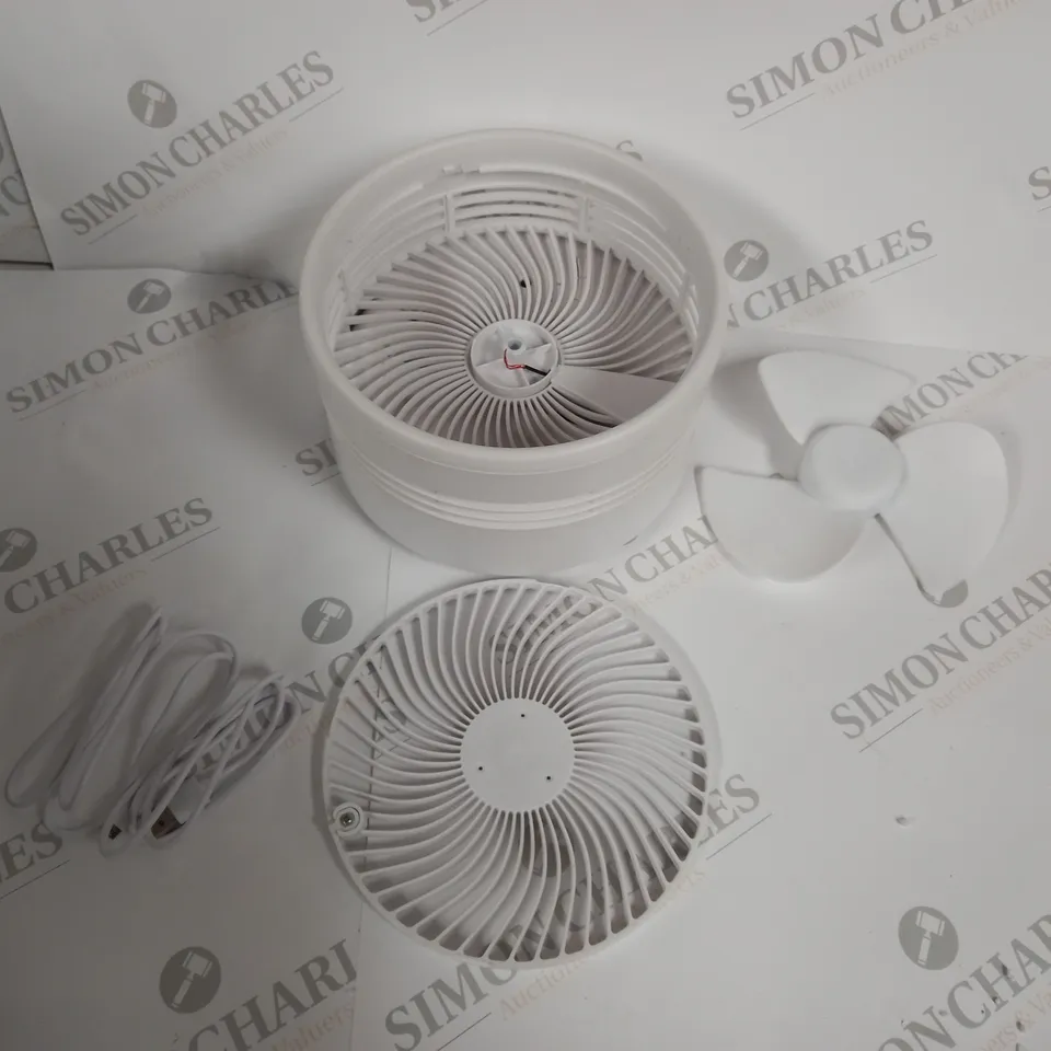 BOXED BELL & HOWELL OSCILLATING FOLDING RECHARGEABLE FAN, WHITE