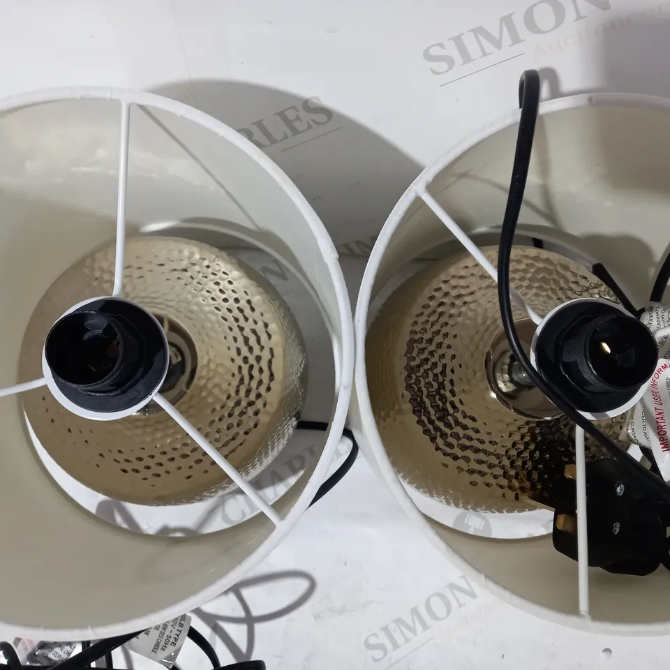 SET OF 2 DESIGNER HAMMER METAL TOUCH TABLE LAMP RRP £55