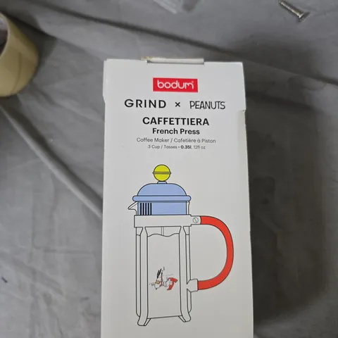 BODUM GRIND X PEANUTS CAFETIERE FRENCH PRESS, 3-CUP – BOXED
