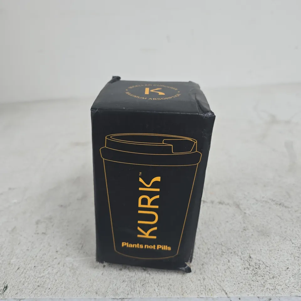 KURK TRAVEL TUMBLER – PLANTS NOT PILLS, BLACK WITH YELLOW BRANDING