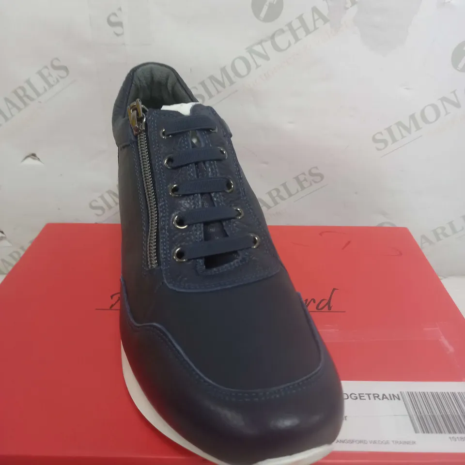 RUTH LANGSFORD WEDGE NAVY TRAINER SIZE 8