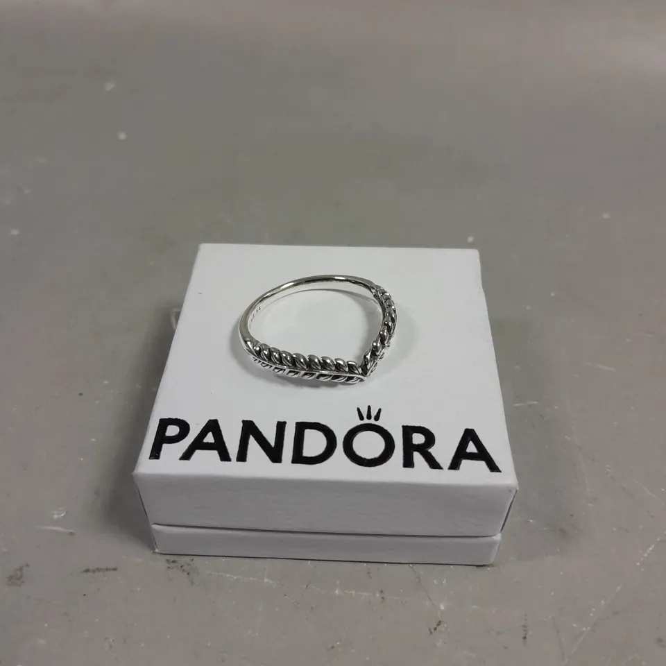 PANDORA SILVER WISHBONE RING 