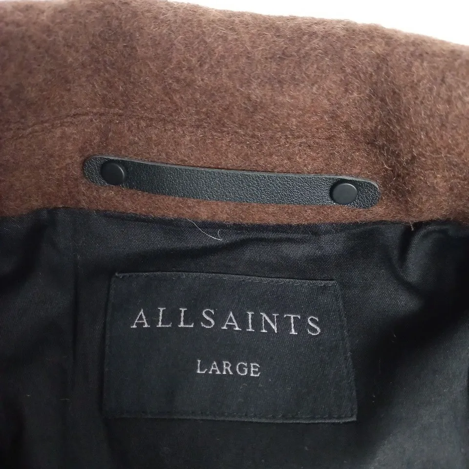 ALLSAINTS CAYSON JACKET – BROWN WOOL COAT, UK LARGE